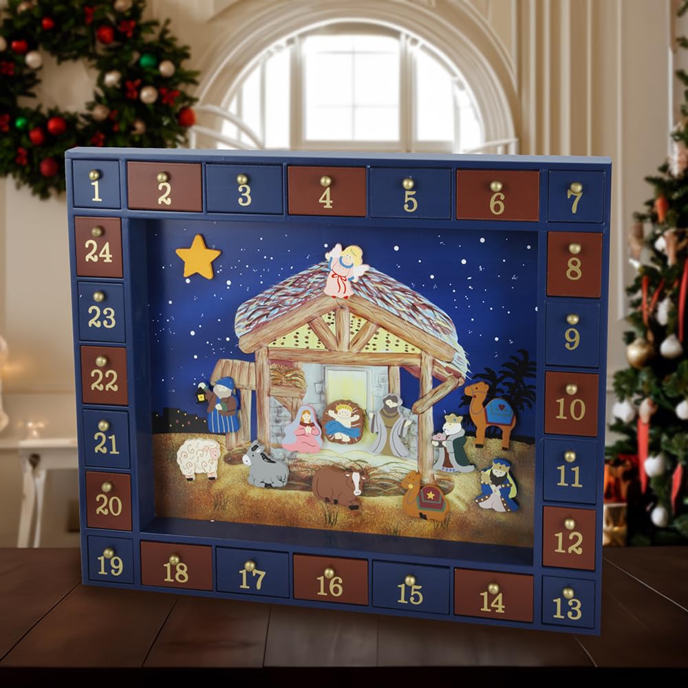 Amazon.com: Kurt Adler 16.75-Inch Nativity Advent Calendar, 24